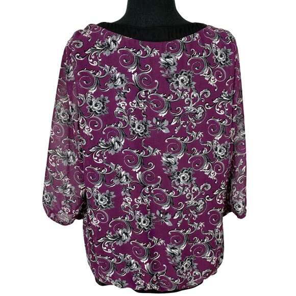 Purple Abstract Top Three Quarter Sleeve - Picture 5 of 8